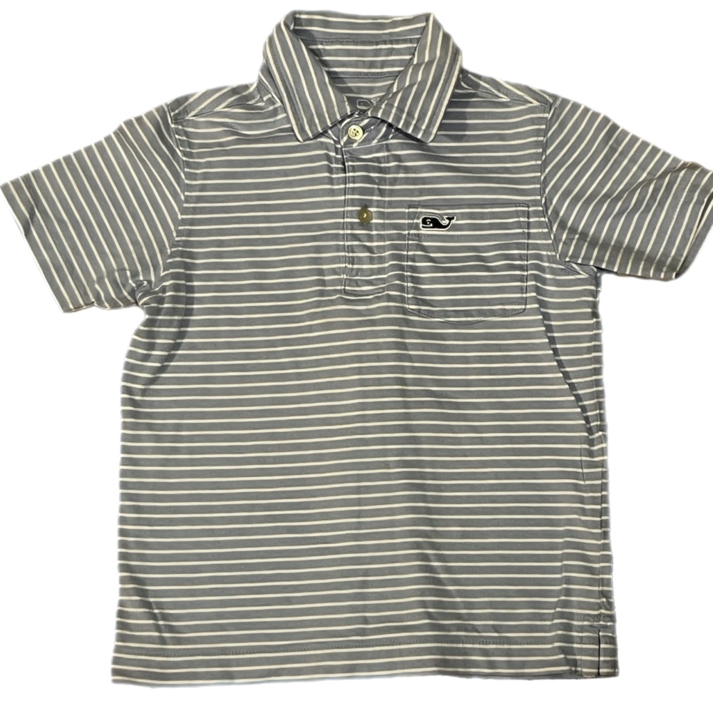 Boys Light blue and white Striped Polo Shirt Sz 2T